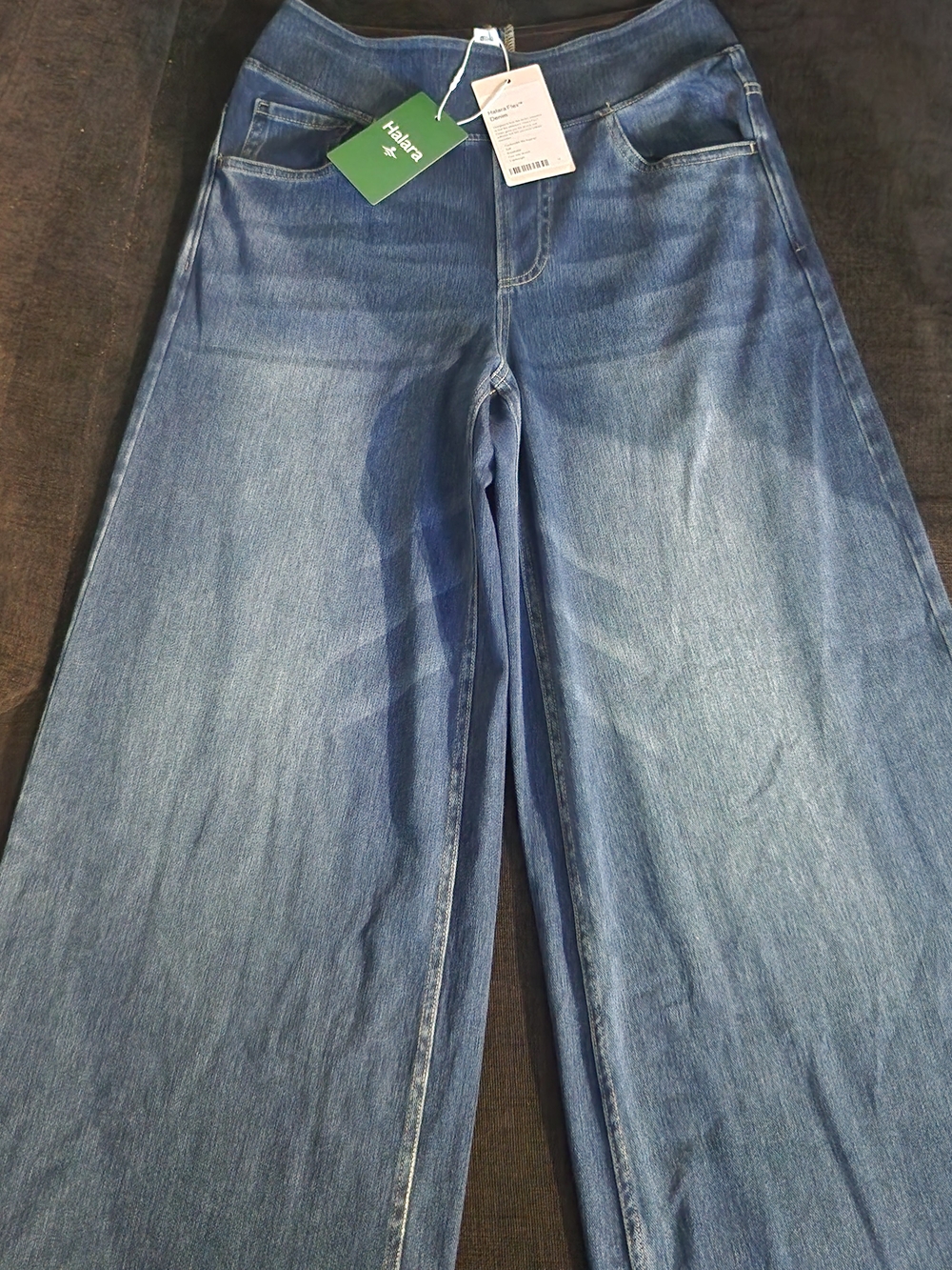 HALARA Women's Wide-Leg Jeans in Medium Blue Wash